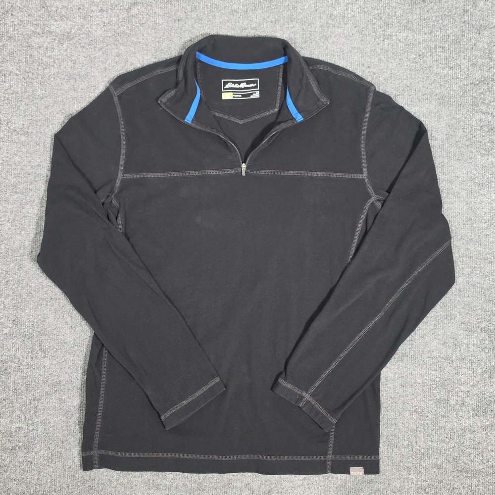 Eddie Bauer Travex Mens Medium Black Quarter Zip Pullover Long Sleeve Active Top
